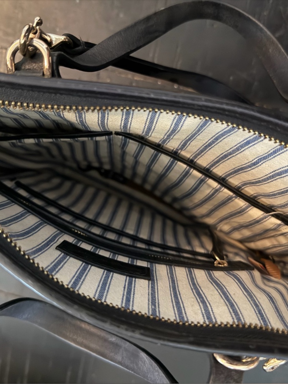 Dooney & Bourke Black Leather-Trim Striped Interior Tote - Picture 3 of 4